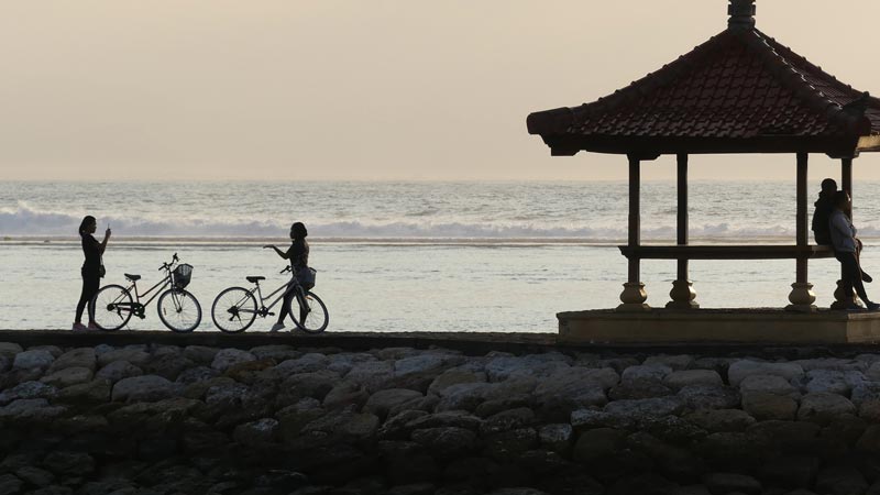 Cycling on Sanur beach