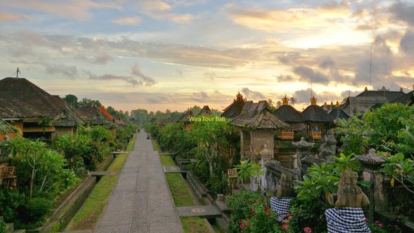 Traditional architecture in Penglipuran Village With Sunset Scenery