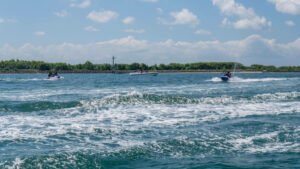 Jet ski in action in the waters of Tanjung Benoa, Bali