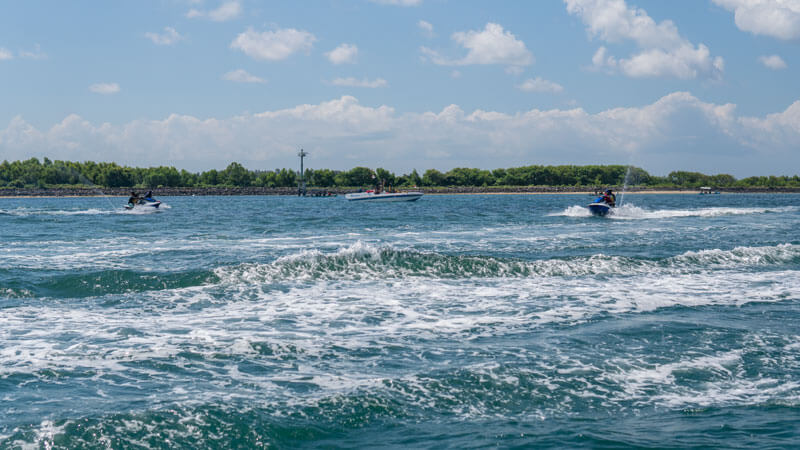 Jet ski in action in the waters of Tanjung Benoa, Bali