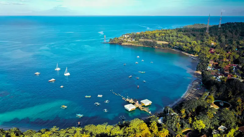 Aerial view of Lombok Island during a flight from Bali