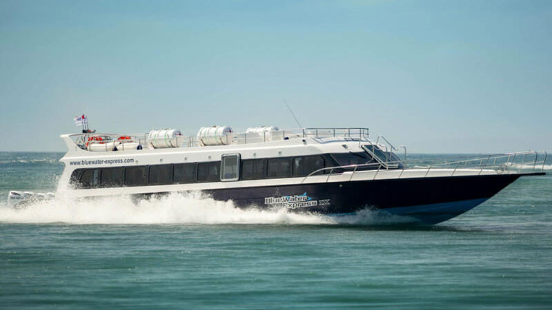 Fast boat cruising towards Gili Trawangan.