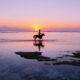 Gili Trawangan sunset with horse rider silhouette.