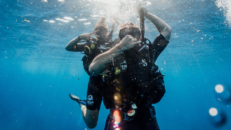 Divers exploring Gili Trawangan's underwater beauty.