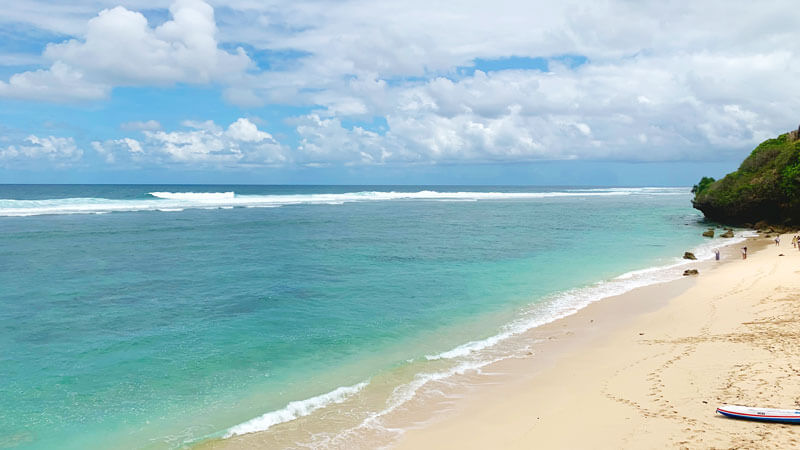 Secluded Gunung Payung Beach with pristine sands and clear waters in Bali