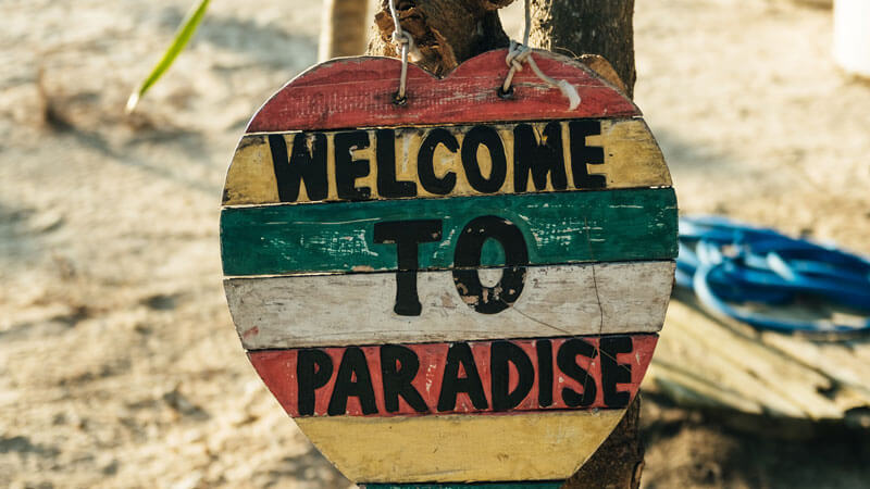 Beach welcome sign