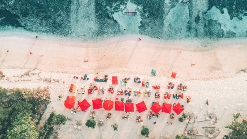 Pristine sandy beach of Gili Trawangan with gentle waves