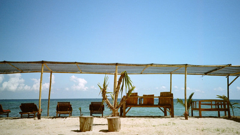 Sunny beach in Gili Air Island during the dry season