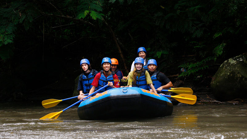 Group of rafters with life jackets ready for river rafting in Ayung, Ubud