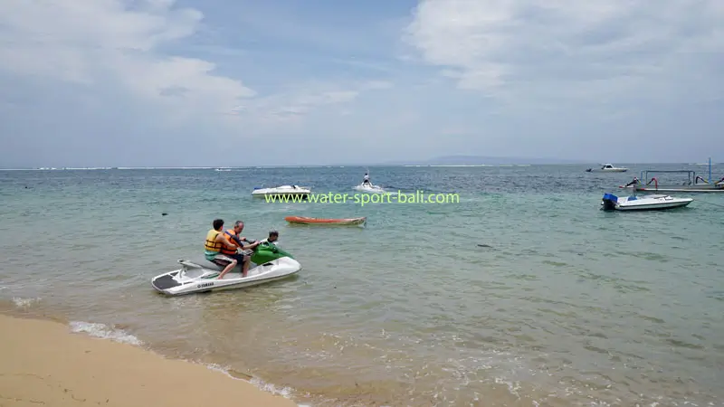 Jet ski activities at Sanur Beach, Bali.