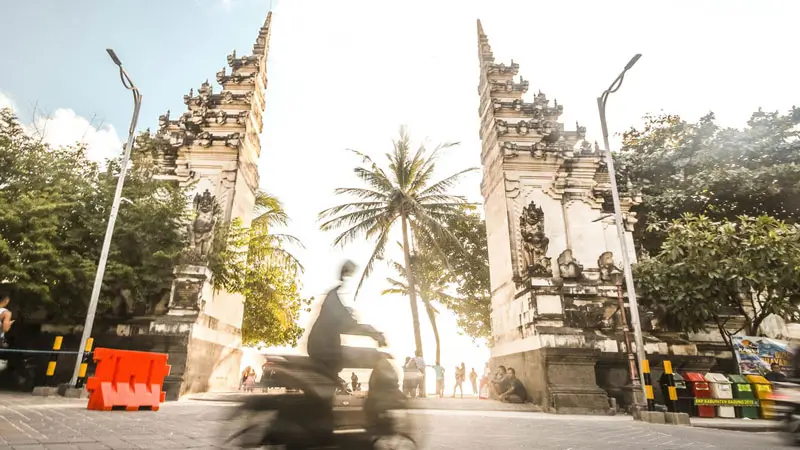 Entrance Gate to Kuta Beach with Balinese Architecture