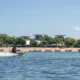 Beginner riding a Jet Ski with an instructor at Tanjung Benoa Beach Bali