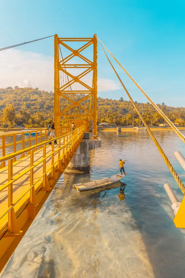 Yellow Bridge in Nusa Lembongan glowing in morning light