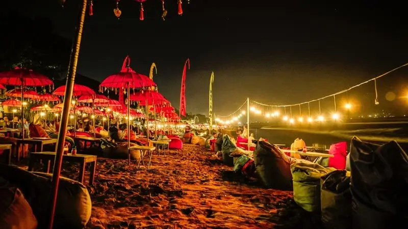 Seminyak Beach dining by the sand, South Bali place to visit