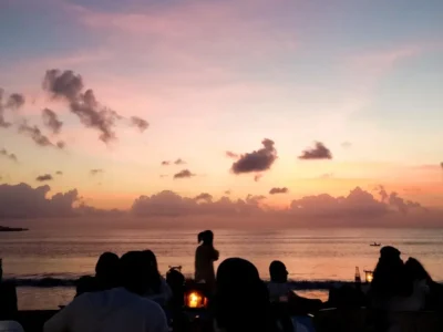Sunset Jimbaran seafood dinner on the beach in Bali