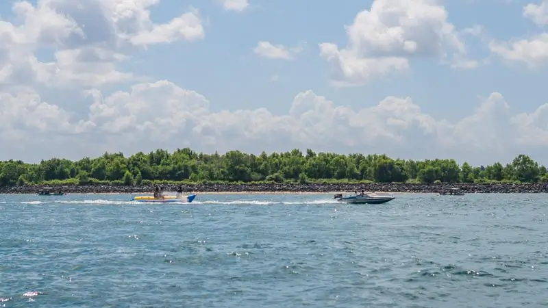 Calm morning water at Tanjung Benoa, ideal time for banana boat