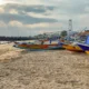 Fishing boats on the sand at Kedonganan Beach in the afternoon