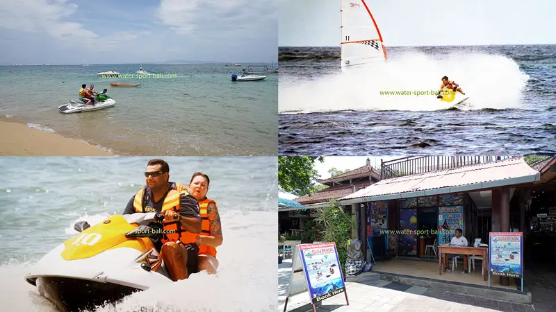 Jetski Sanur self-drive: riding shots and operator check-in (collage)