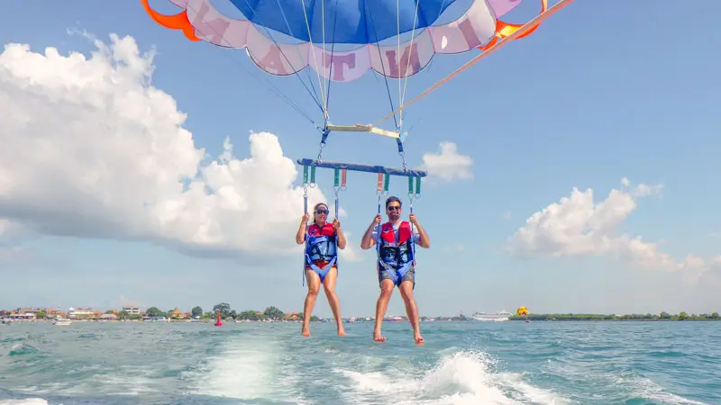 Tandem parasailing in Tanjung Benoa, near Nusa Dua