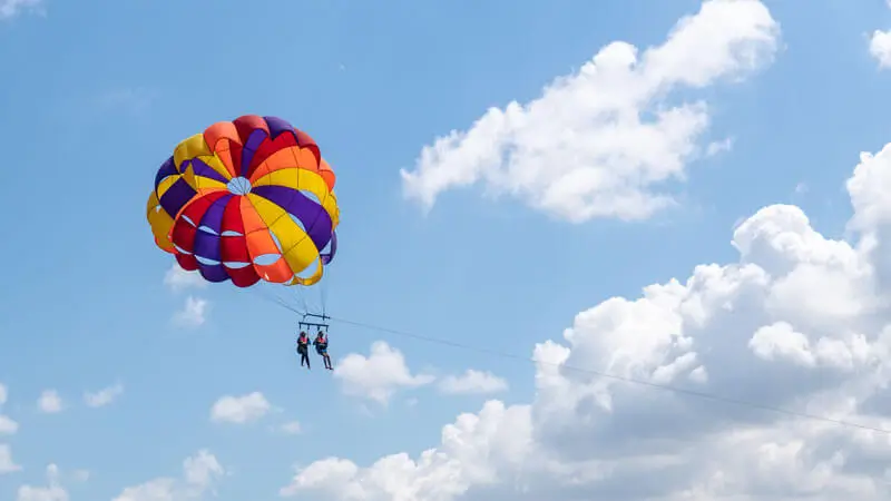 Parasailing, a popular Bali water sport over the sea
