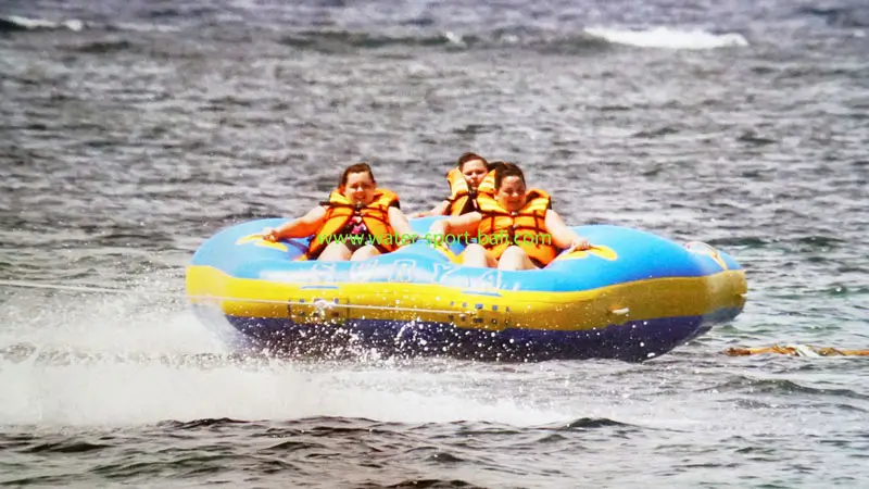 Rolling Donut (donut boat) ride in Sanur, Bali (towed inflatable)