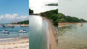 Collage showing Tanjung Benoa, Nusa Dua, and Sanur water sports beaches