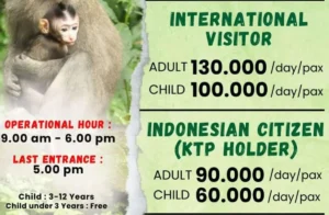 Monkey Forest Ubud entrance fee sign and opening hours