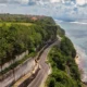 Coastal road above cliffs and ocean in Uluwatu