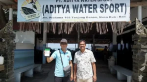 Guest checks in with a booking voucher at Aditya Water Sport counter
